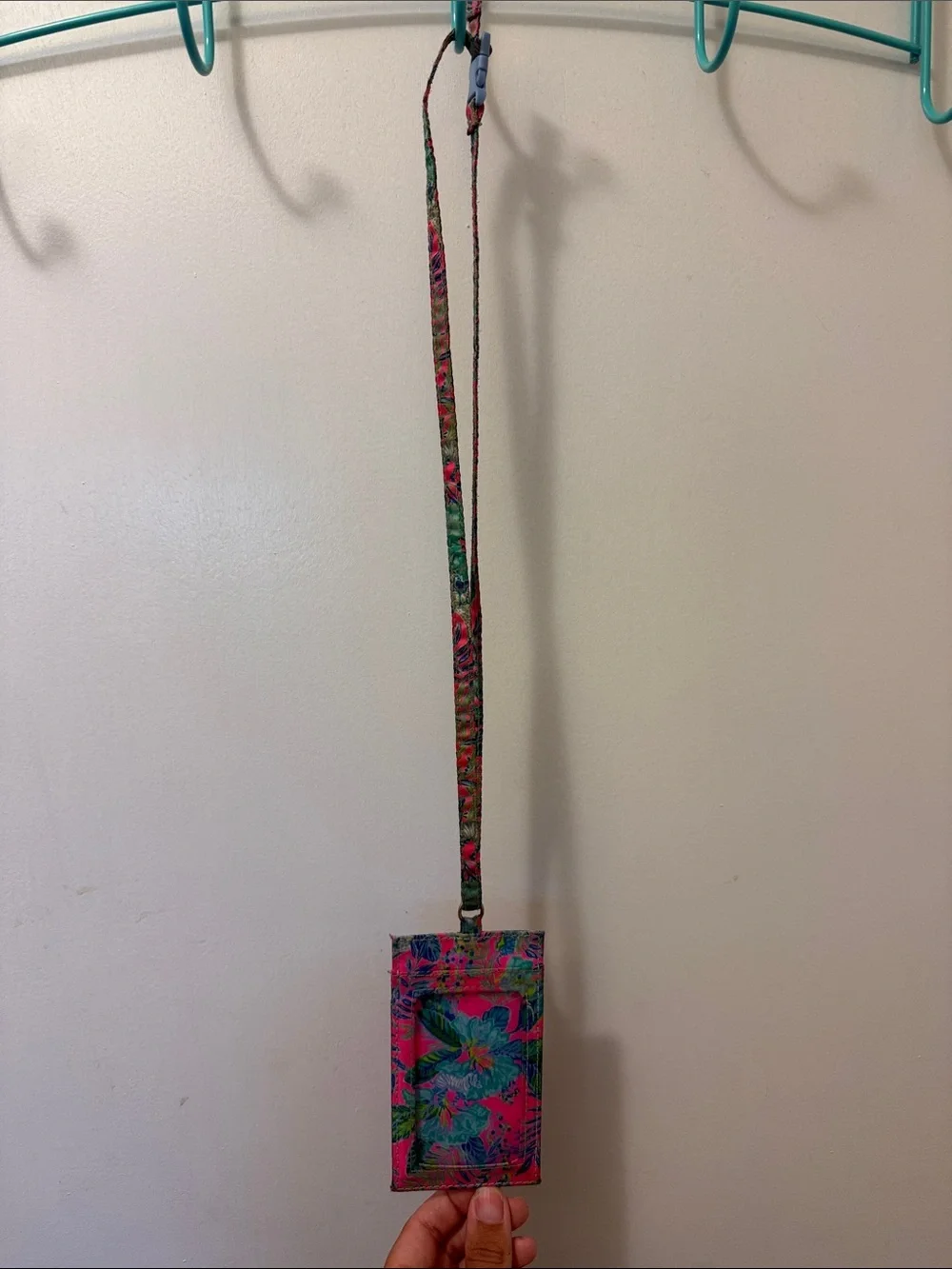 Lilly Pulitzer Pink & Teal Floral ID Lanyard Holder